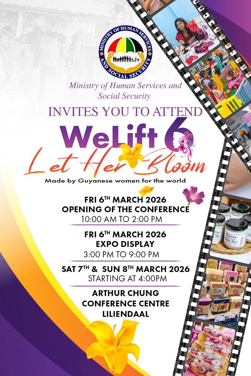 WeLift 6 Let Her Bloom conference invitation from the Ministry of Human Services and Social Security